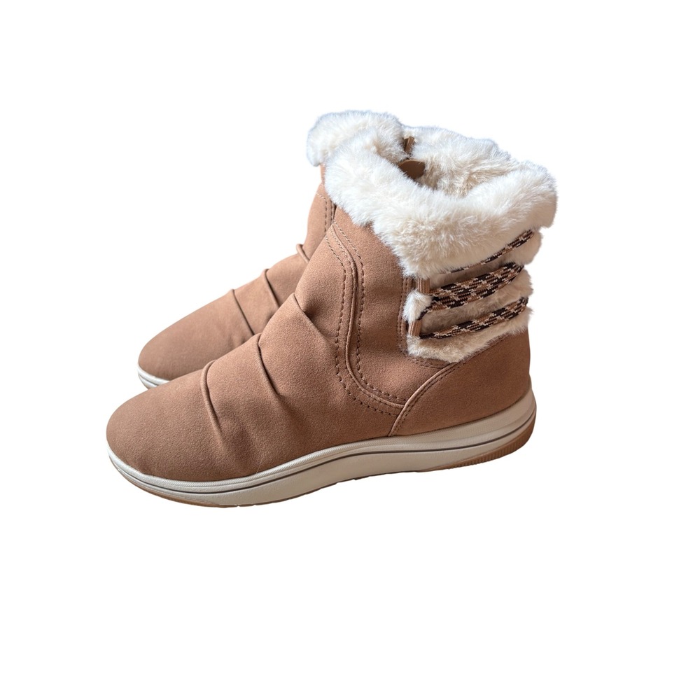 Clarks Cloudsteppers Womens 7 Brown Faux Suede Fur Trim Ankle Boots NEW - Picture 3 of 8